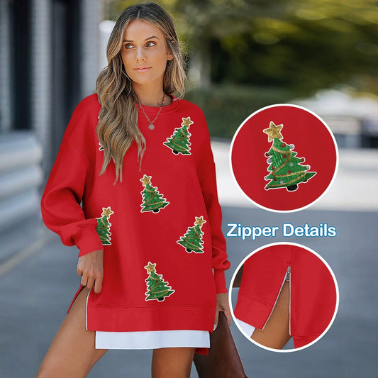 Women's Fashion Christmas Applique Round Neck Dress Jumpsuits
