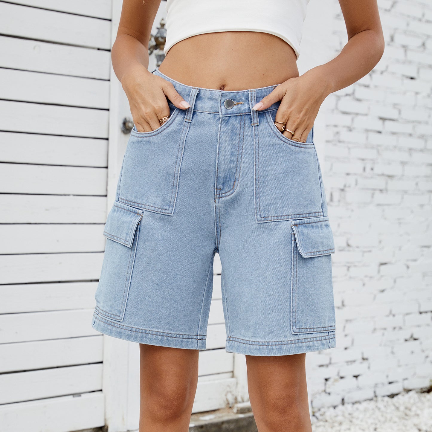 Women's Summer Street Hipster Washed Overalls Denim Women's Jeans
