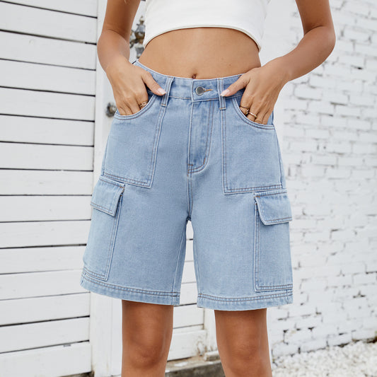 Women's Summer Street Hipster Washed Overalls Denim Women's Jeans