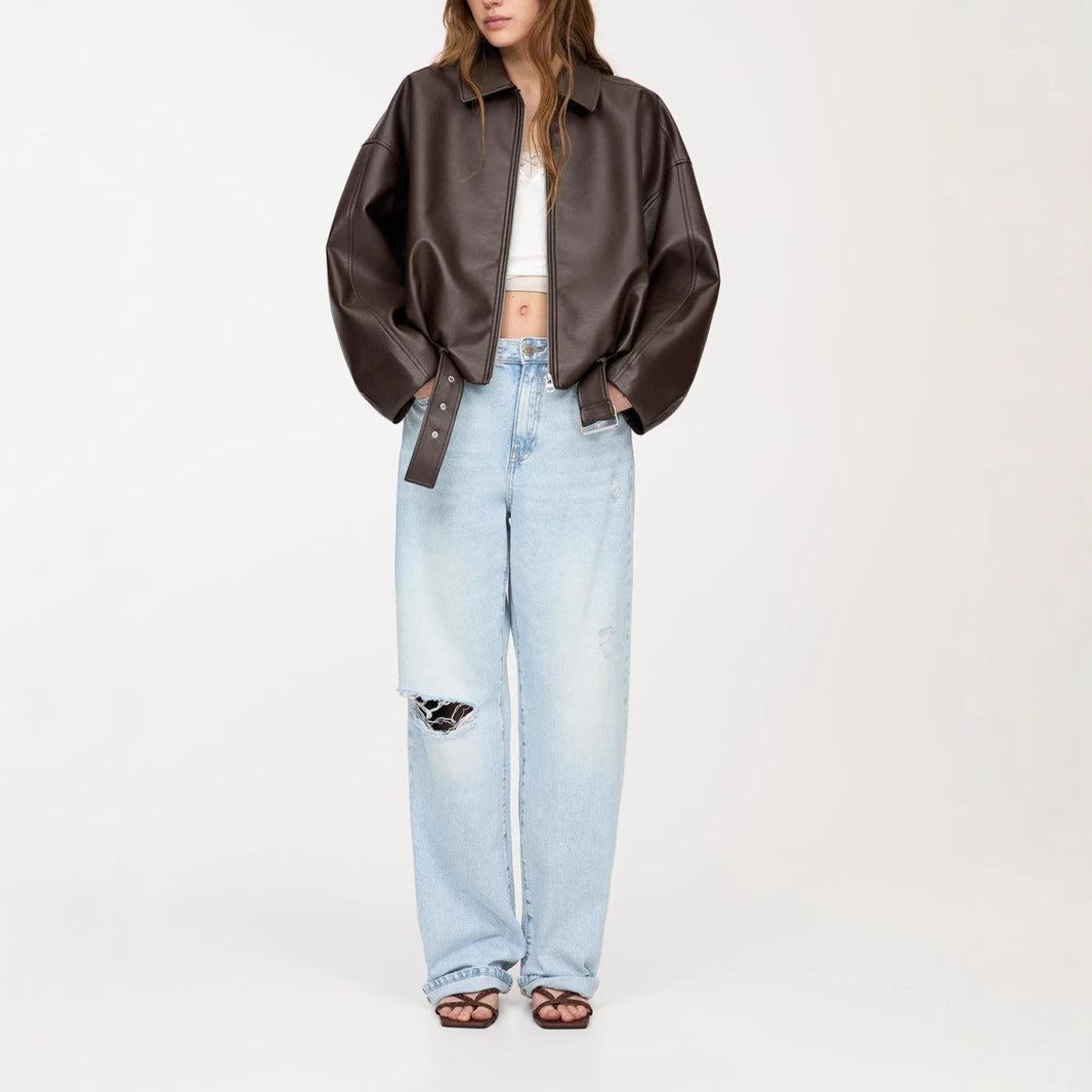 Women's American Retro Spring Bomber Casual Artificial Jackets
