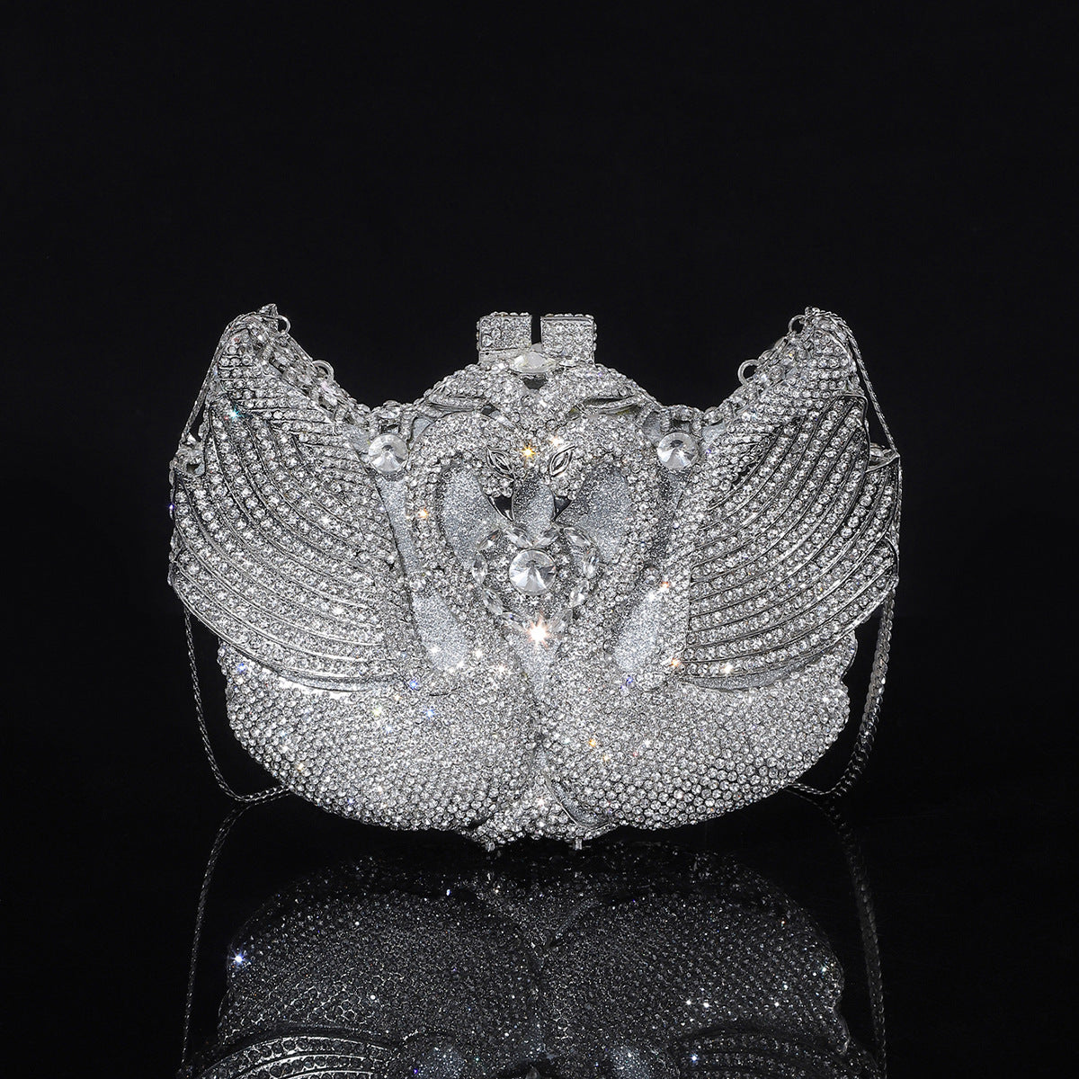 Shiny Champagne Bottle Rhinestone Bow Crystal Chain Evening Bags