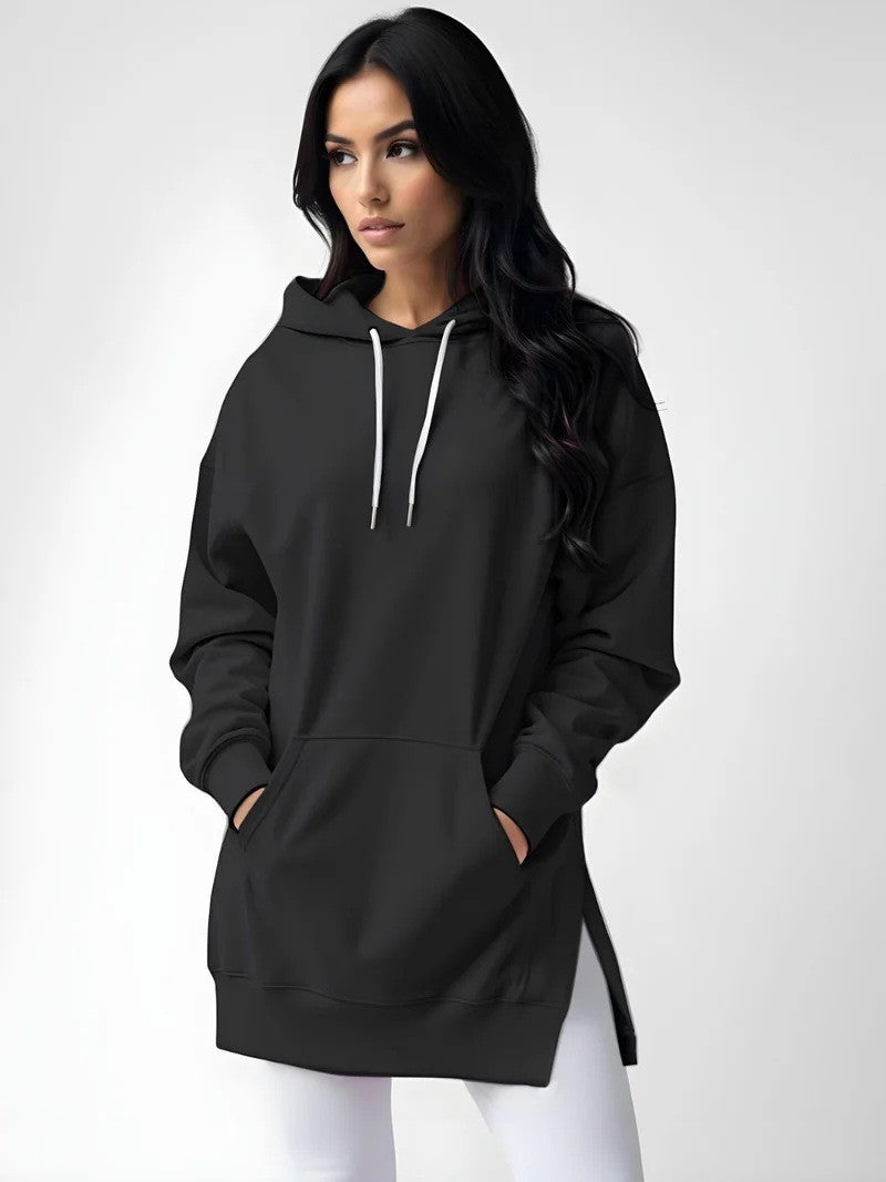 Women's Spring Solid Color Casual Hooded Rope Women's Sweater, Sweater
