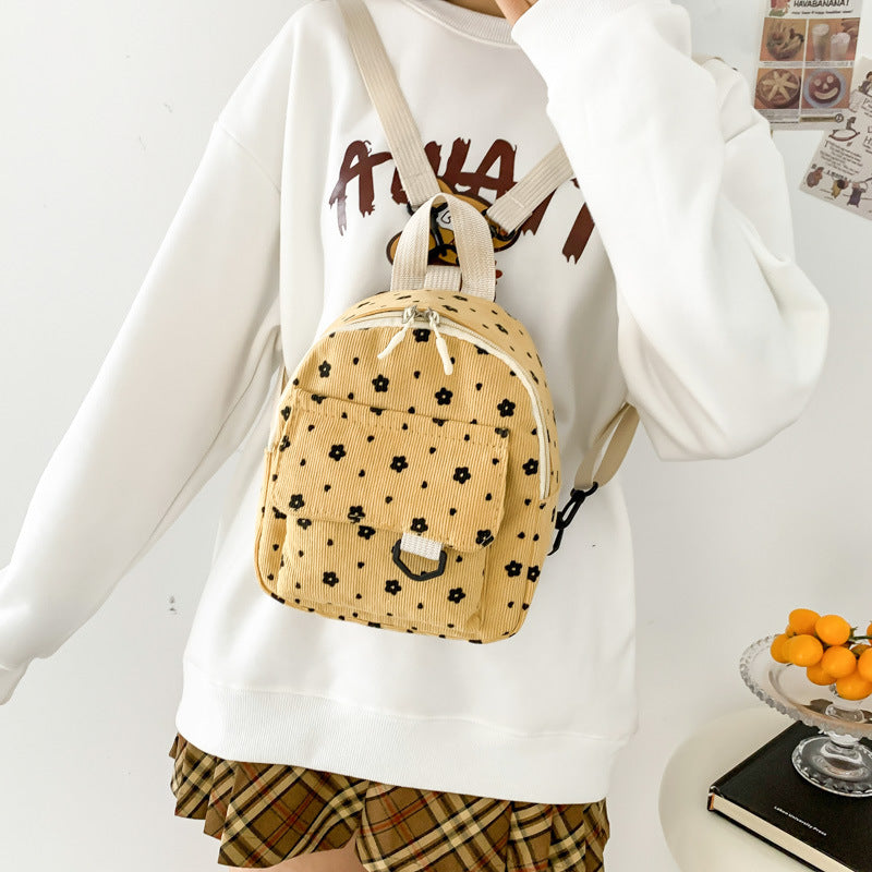 Unique Durable Corduroy Cute Female Soft Backpacks