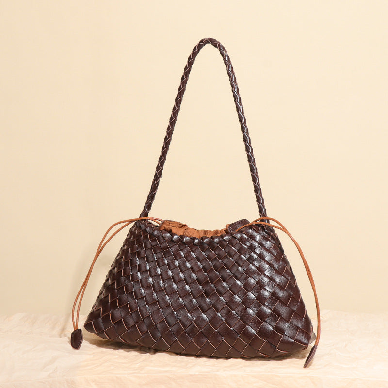 Women's Light Luxury Woven Underarm Portable Vegetable Bags