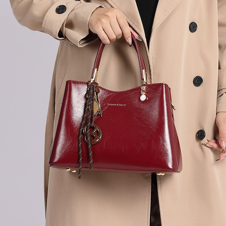 Oil Wax Red Lady Elegant Mom Bags