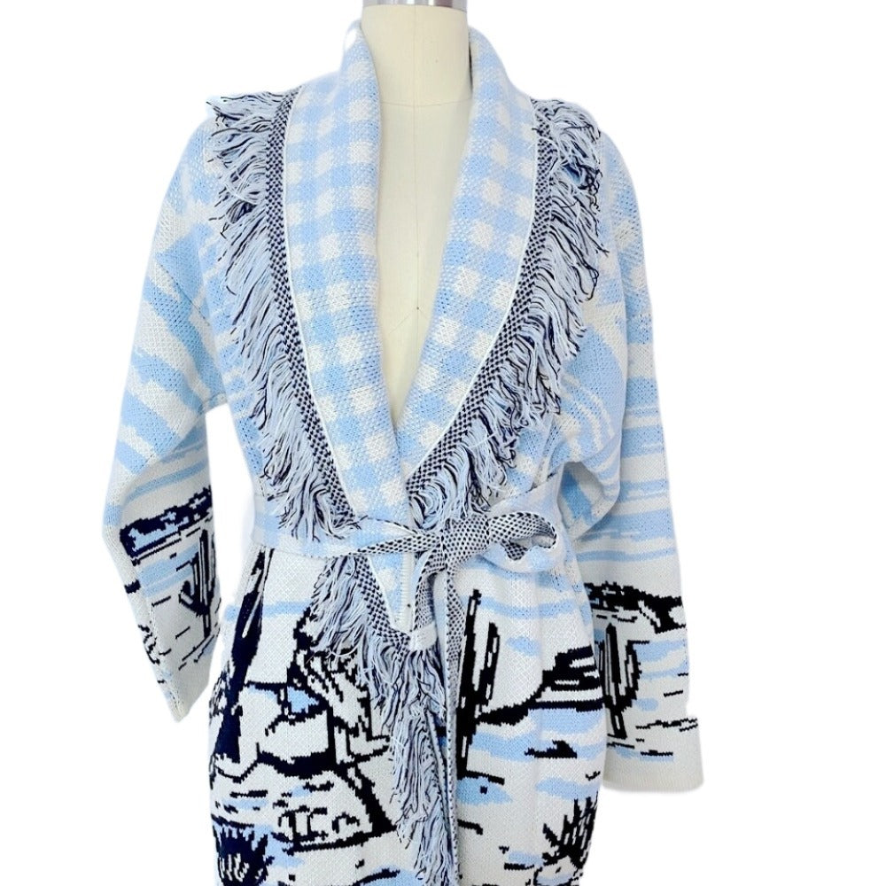 Cactus Jacquard Large Lapel Temperament Commute Sweaters