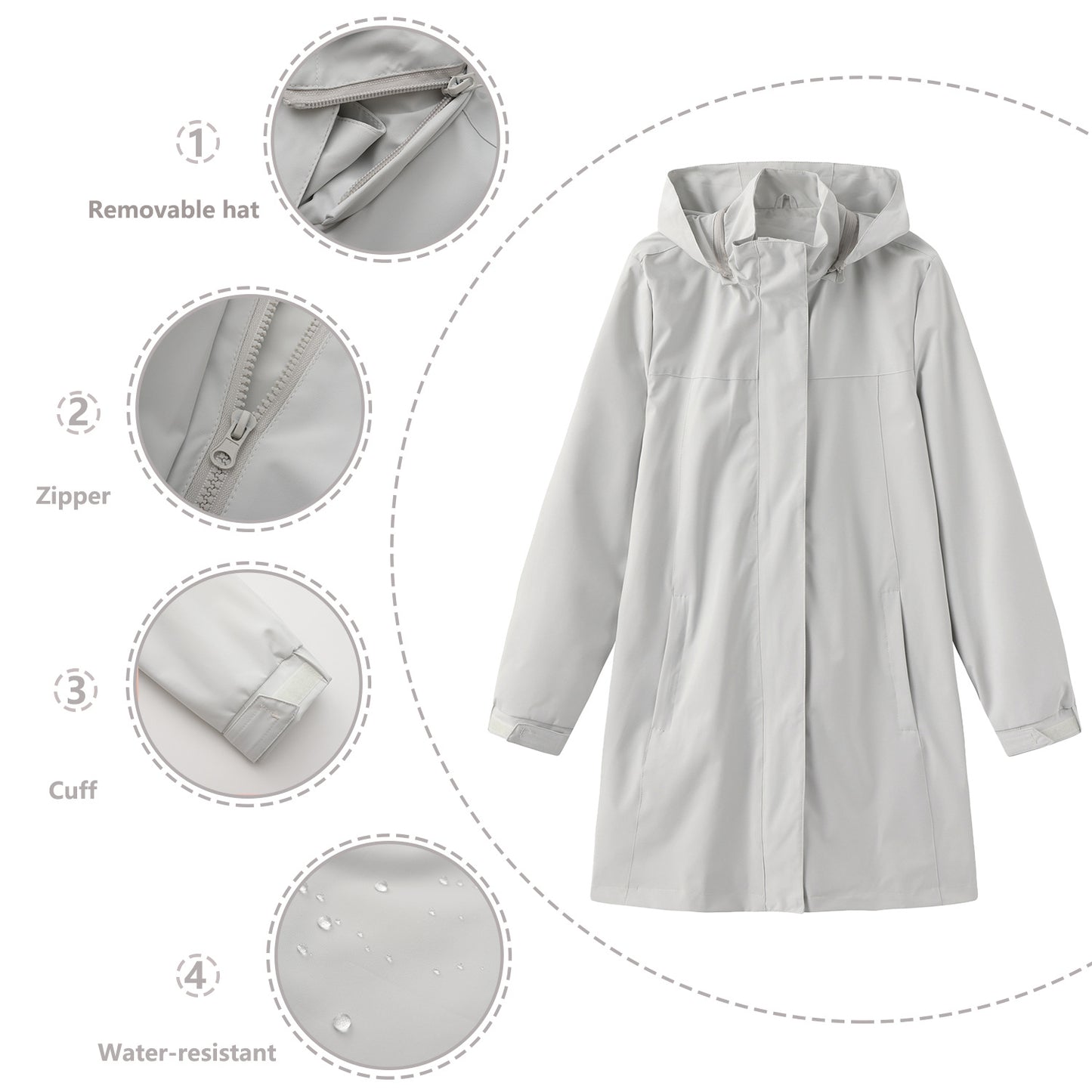 Women's Windbreaker Solid Color Long Sleeve Thin Coats