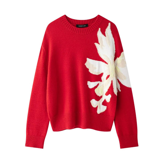 Women's Autumn Golden Scale Flower Contrast Color Knitwear