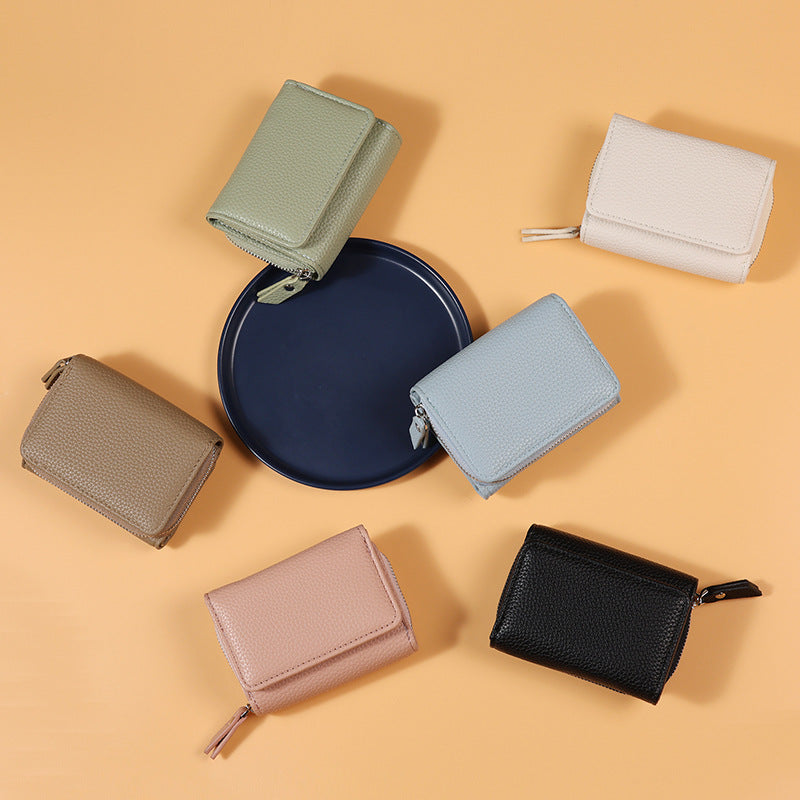 Women's Short Large Capacity Lychee Pattern Simple Ladies Wallets