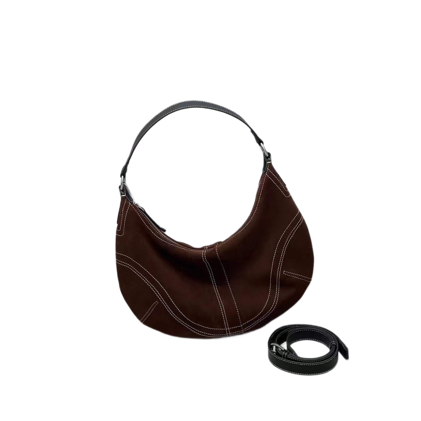 Women's Cowhide Solid Color Stitching Dumpling Armpit Bags