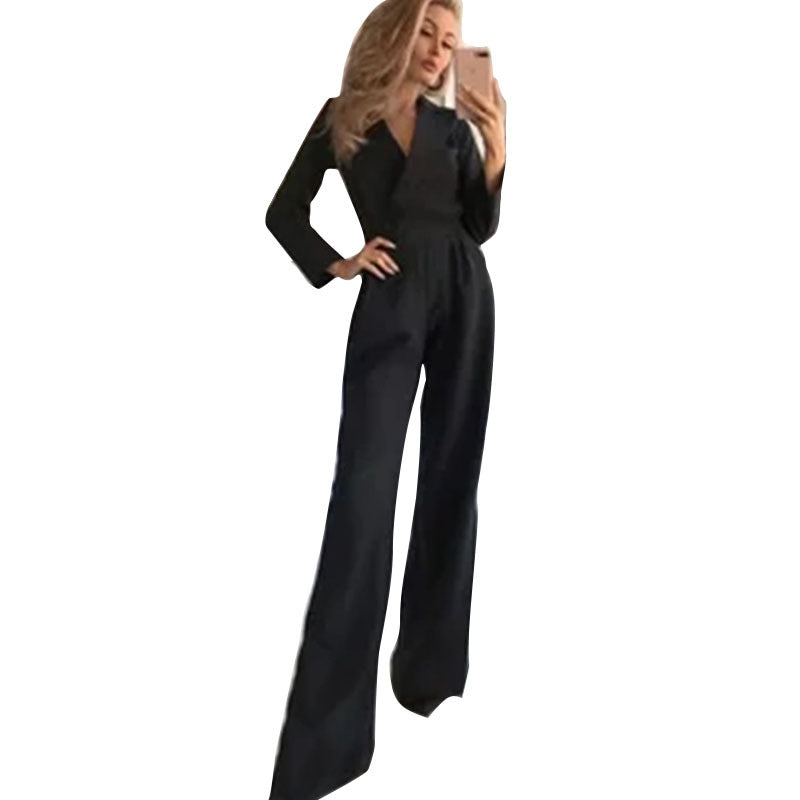 Chinese Style Long Sleeve Diagonal Temperament Jumpsuits