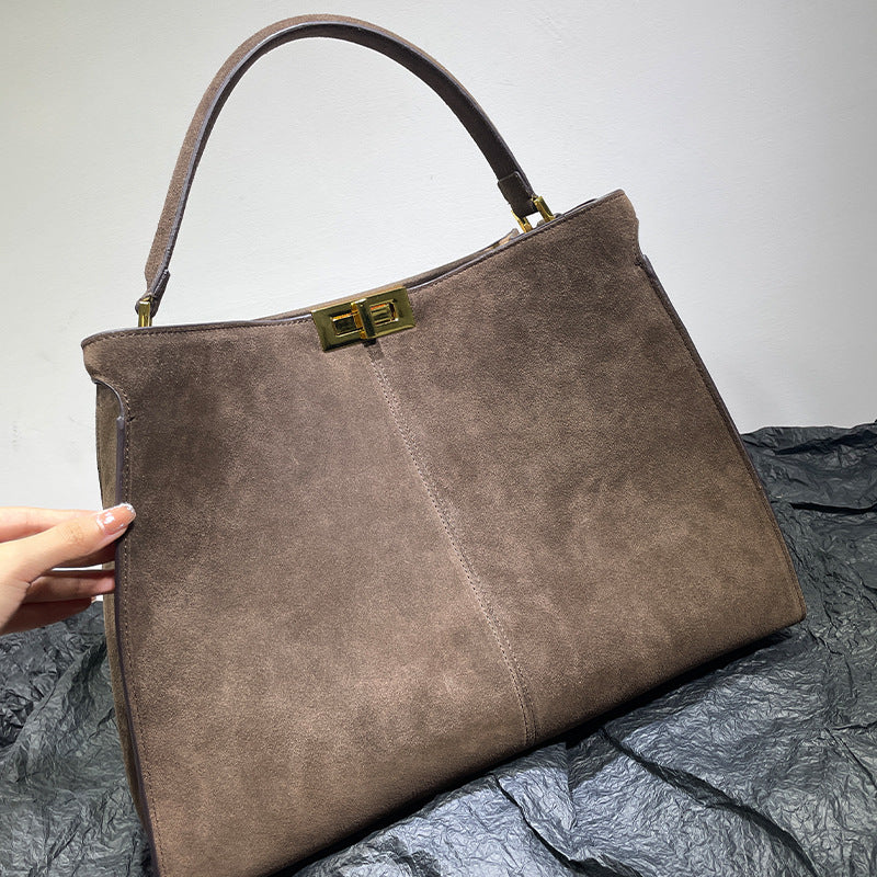 Women's Cat Design Suede Leather Commuter Large Handbags