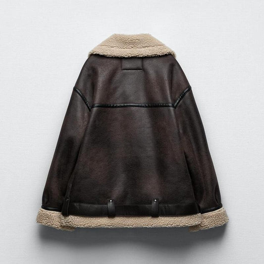 Women's Belt Fleece Lined Double-sided Long For Coats