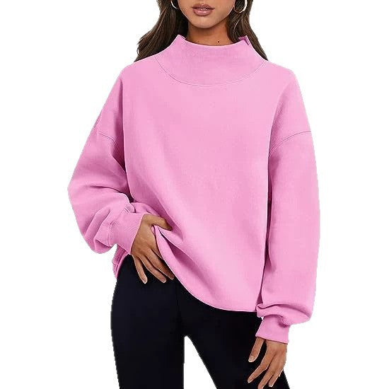 Women's Fashion Casual Style Fleece Shirt Thick Half Turtleneck Sweaters