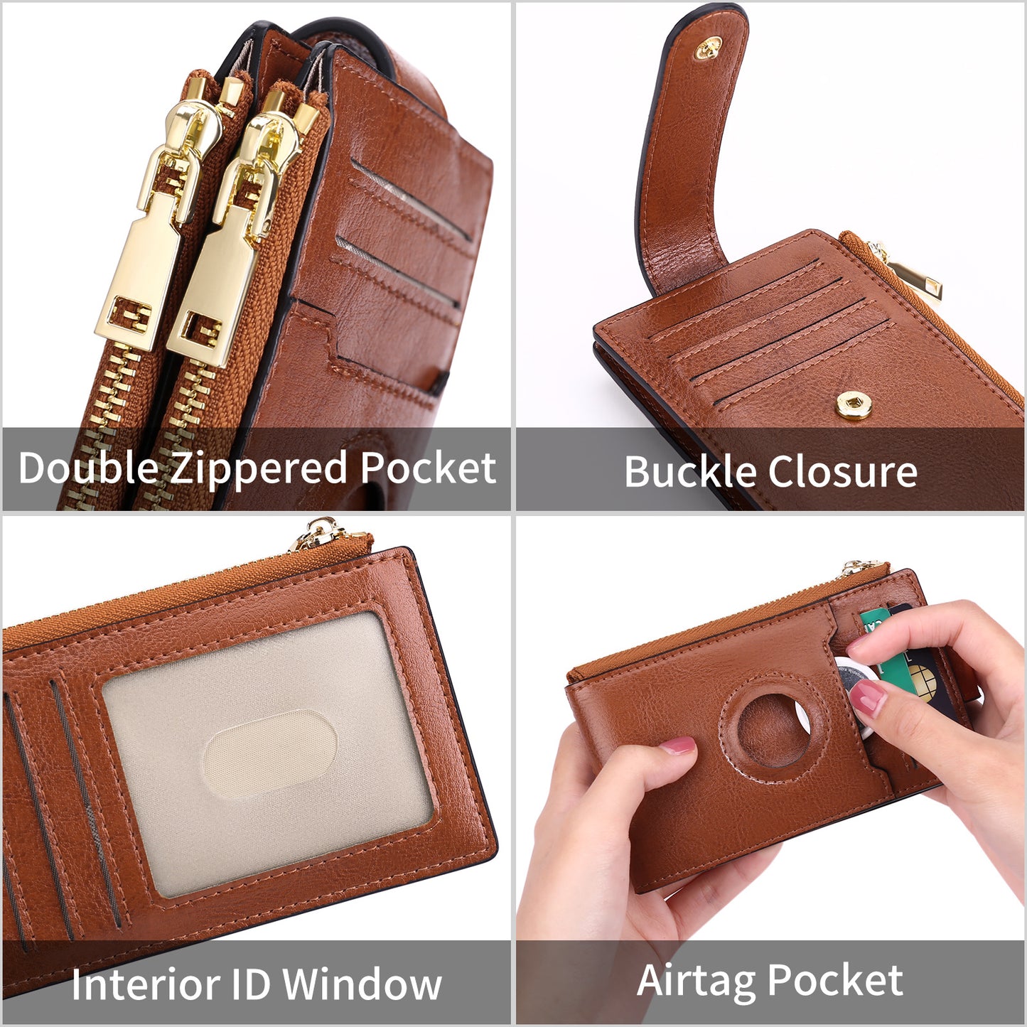 Genuine Leather Tracker Large Capacity Swiping Card Holder