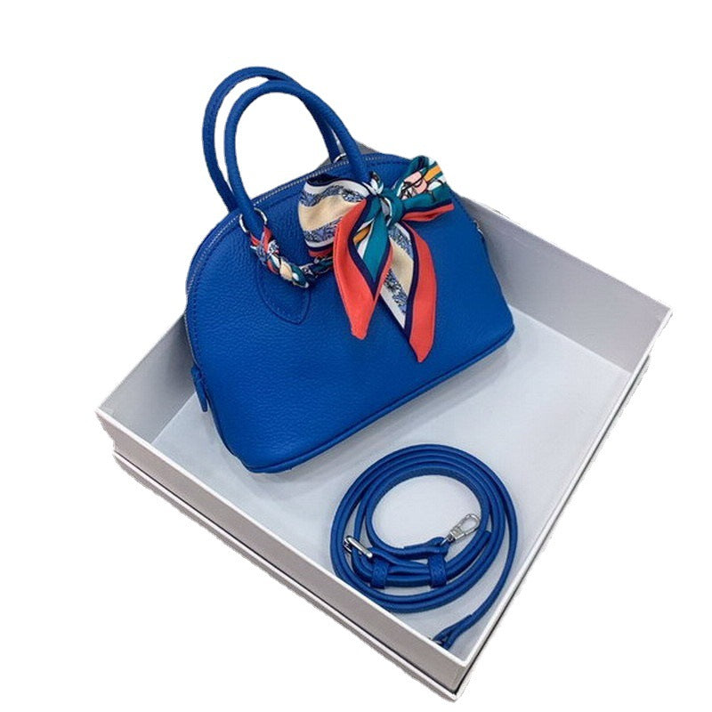 Cowhide Lychee Pattern Mini Shell Candy Color Handbags