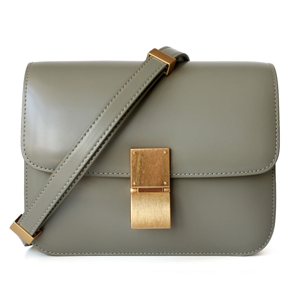 Elegant Women's Classic Leather Glossy Commute Small Square Bags