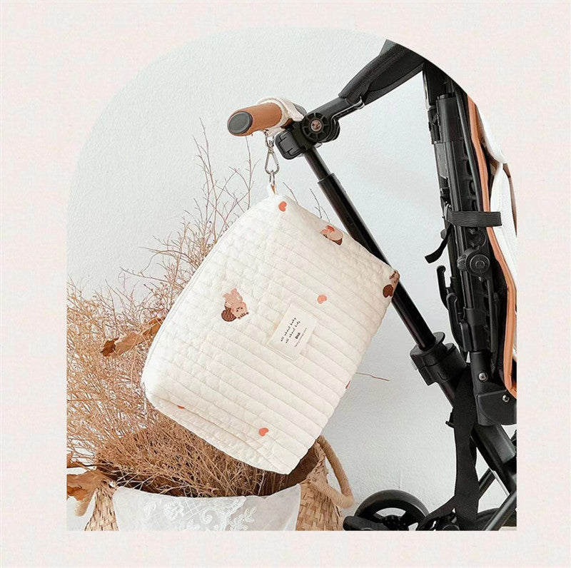 Embroidery Cotton Mummy Stroller Storage Pannier Bags