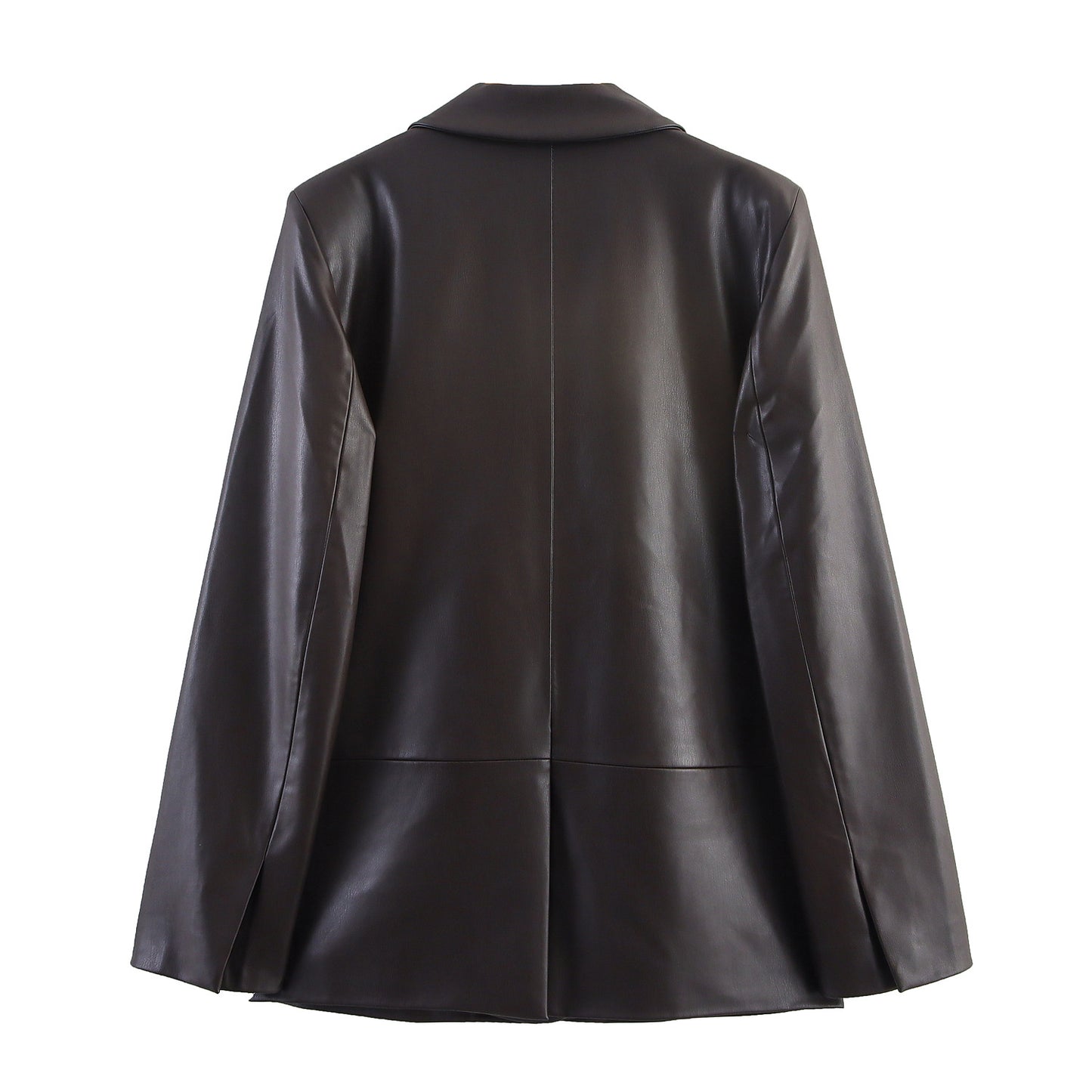 Comfortable Autumn Straight Leather Effect Casual Suits