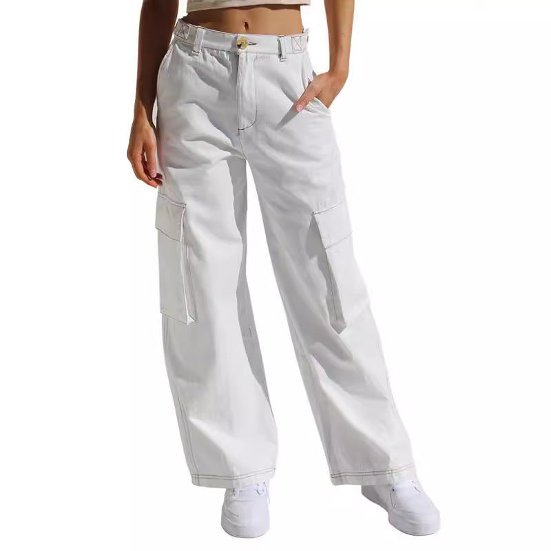 Casual Loose Wide Leg Straight Cargo Jeans