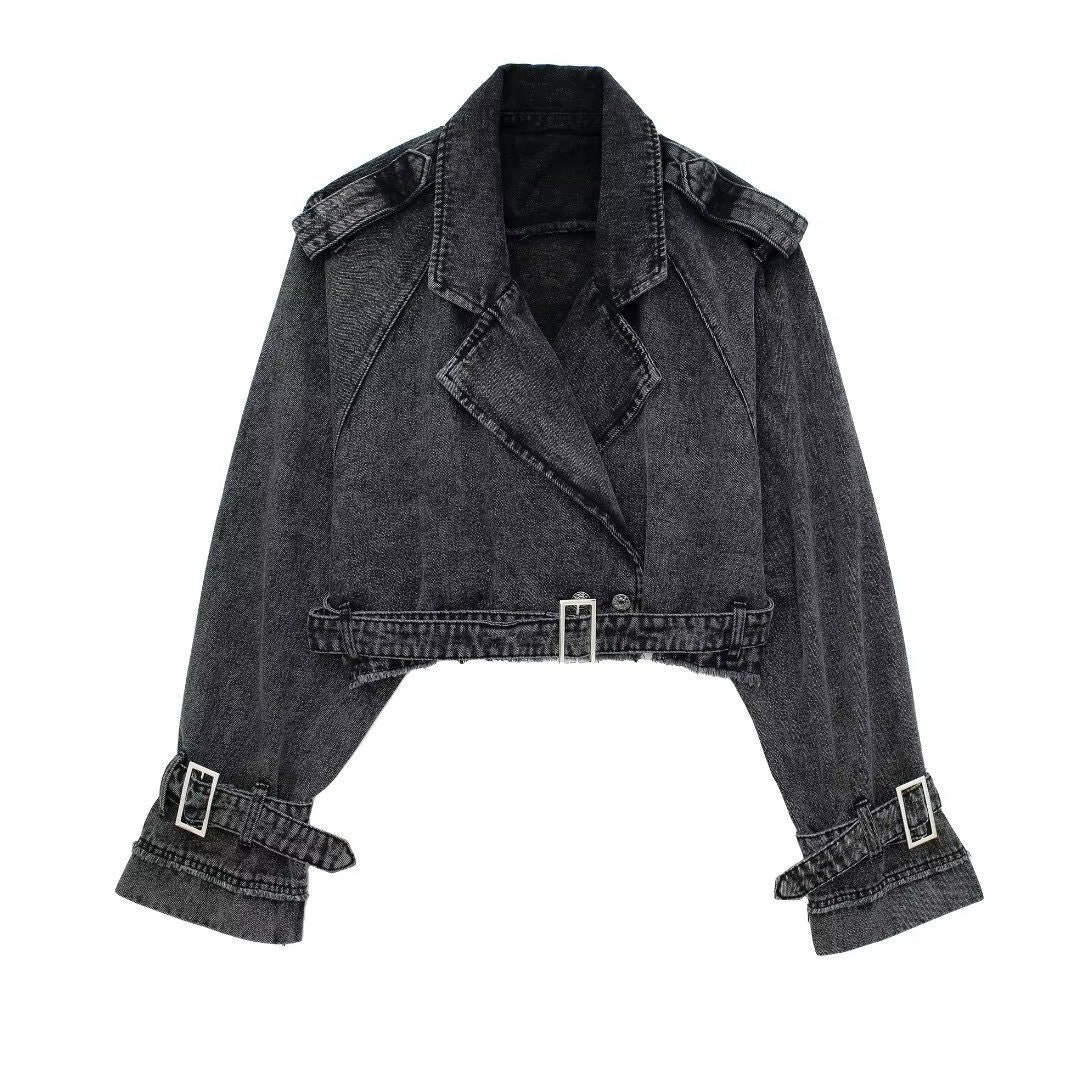 Women's Design Sense Niche Denim Trench Autumn Coats