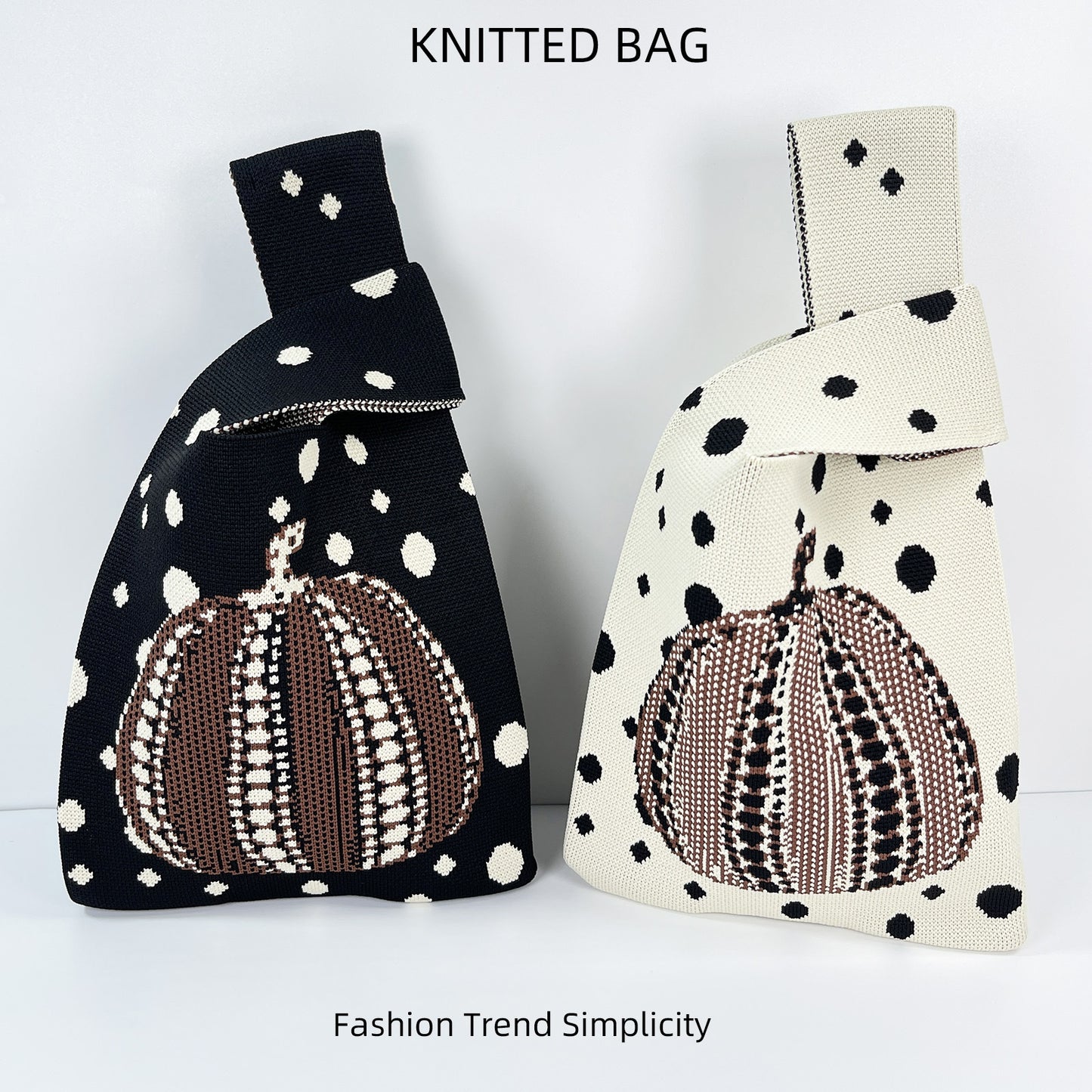 Soft Glutinous Pumpkin Knitted Fashionable Large Handbags