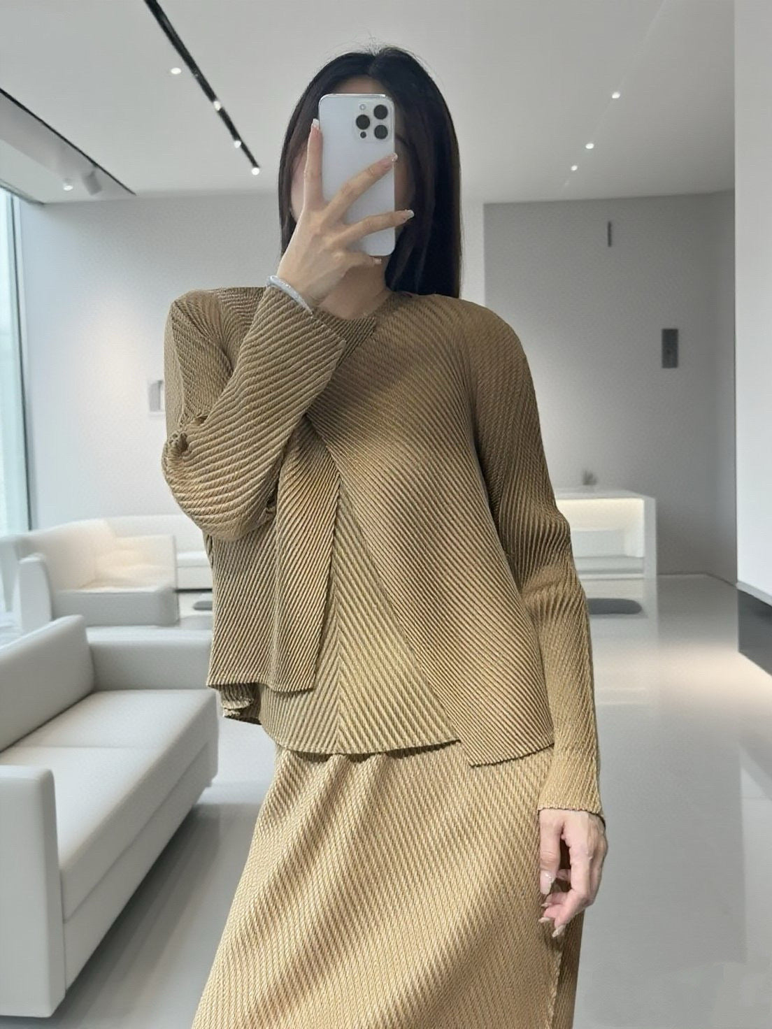 Scale Pleated Long-sleeved Versatile Casual Fashionable Suits