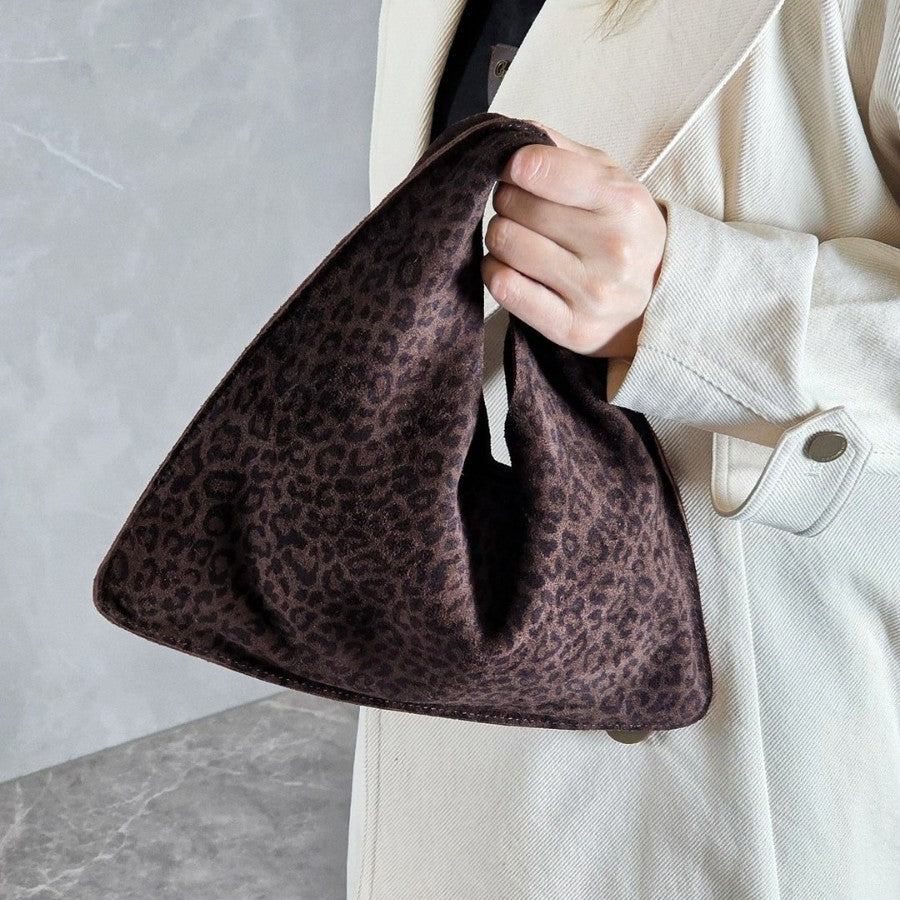 Versatile Print Cowhide Triangle Fashion Hand Handbags