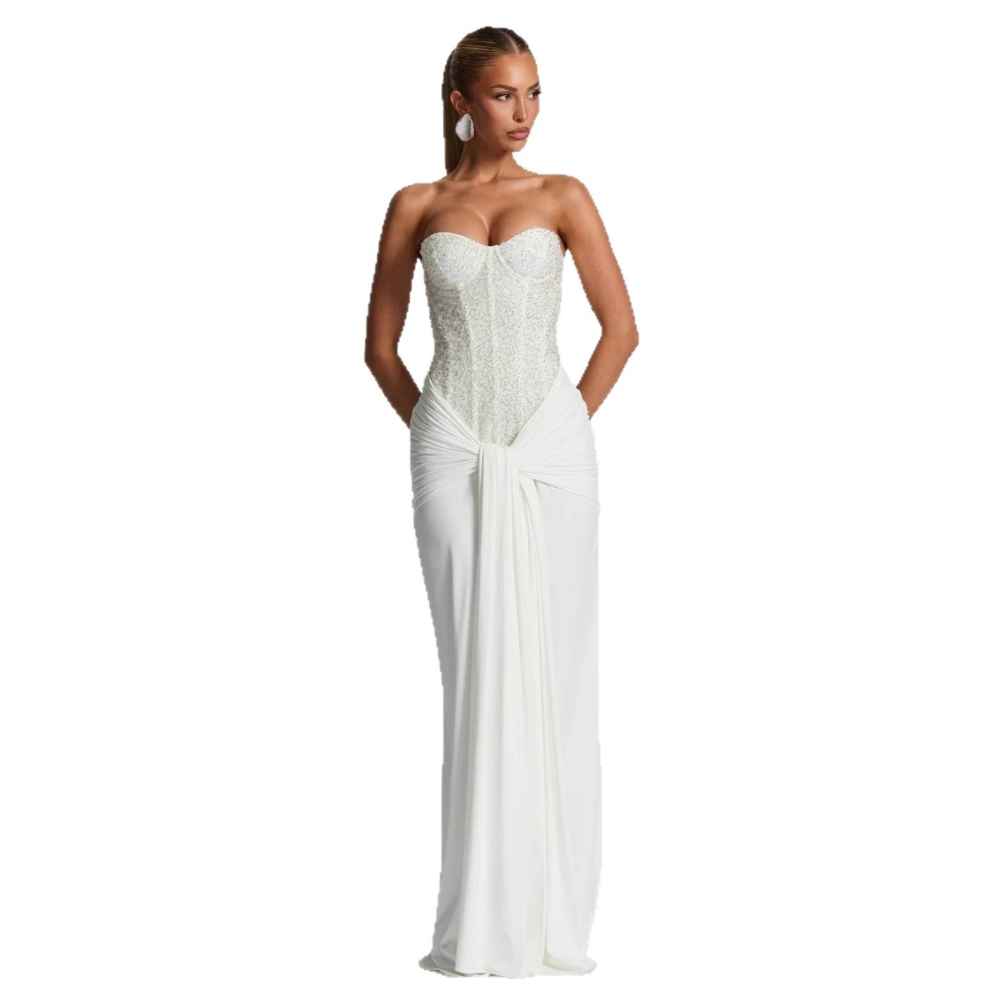 Women's Sexy Deep Tube Zipper Slim Fit Dresses