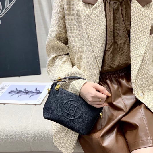 Women's Box Genuine Leather Portable Large Capacity Handbags