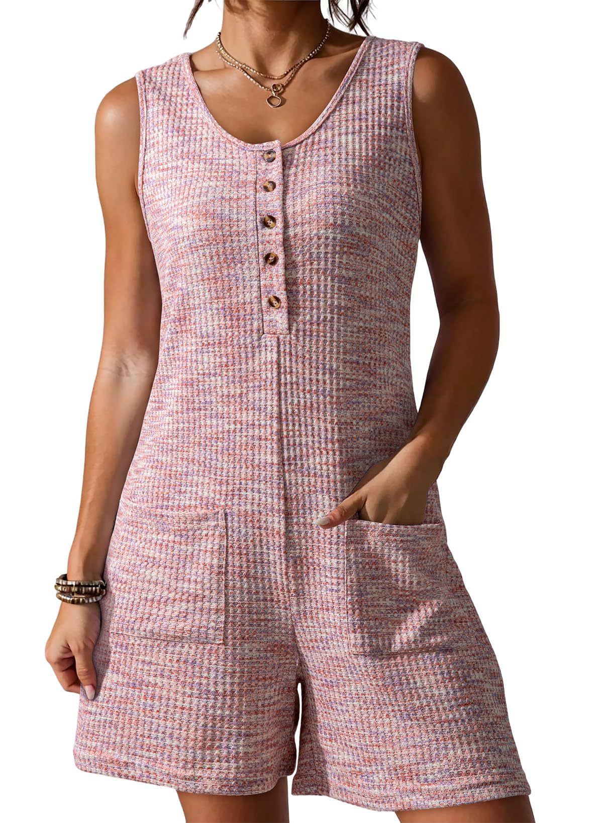 Women's Summer Loose Waffle Wide Leg Jumpsuits