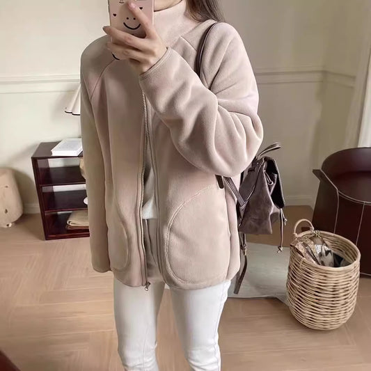 Women's Thickened Couple Composite Polar Fleece Brushed Sweaters