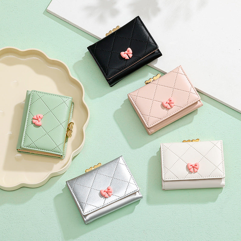 Women's Creative Short High-grade Bow Clip Ladies Wallets