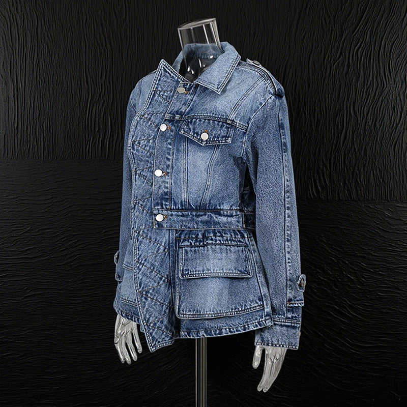 Women's Street Style Fashion Ruffles Single-breasted Lapel Three-dimensional Jackets