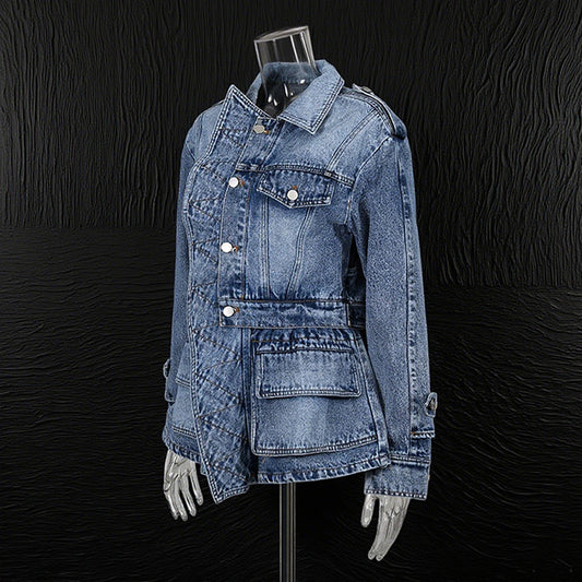 Women's Street Style Fashion Ruffles Single-breasted Lapel Three-dimensional Jackets