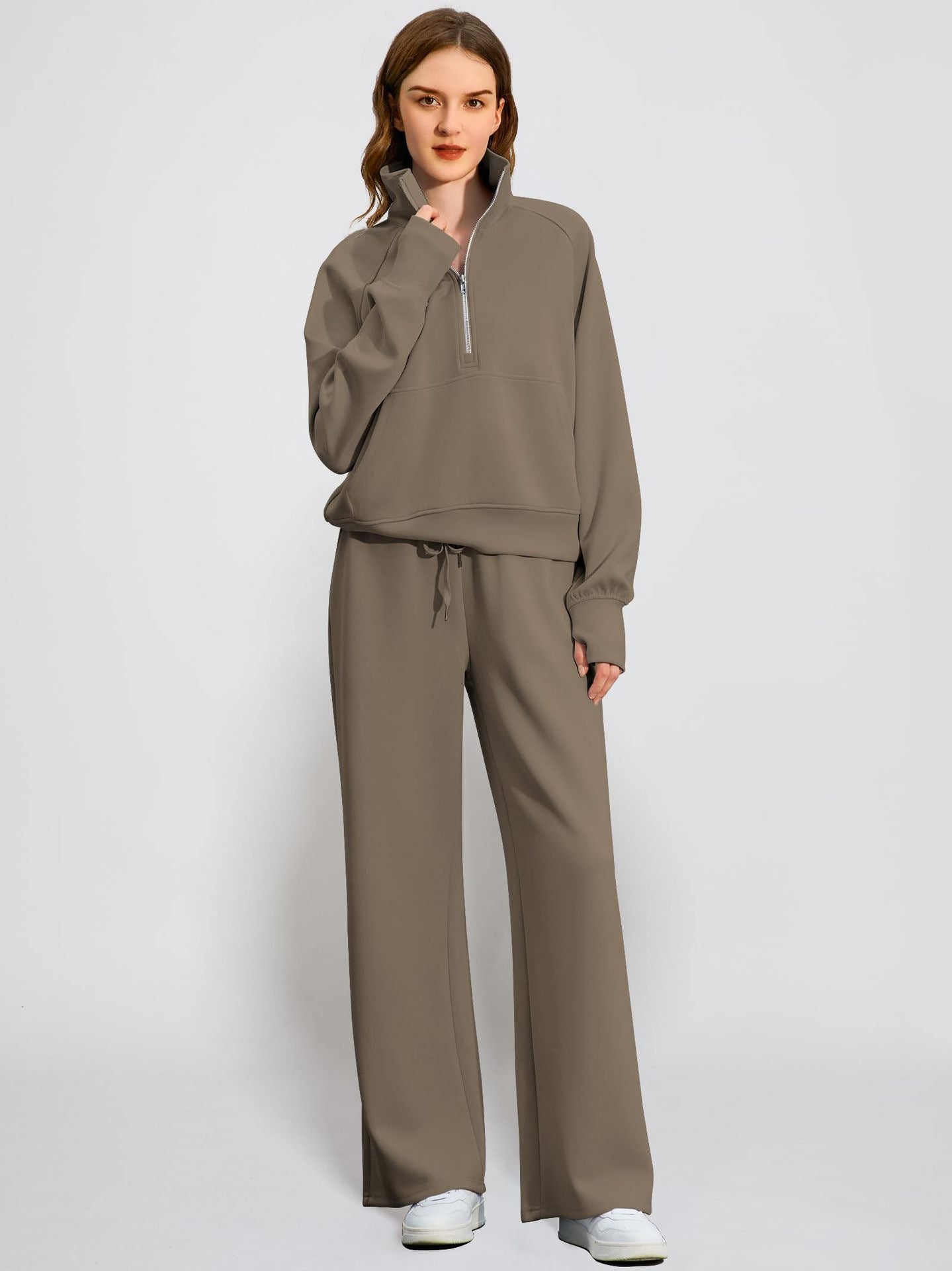Women's Solid Color Long-sleeved Trousers Casual Sweatshirt Suits