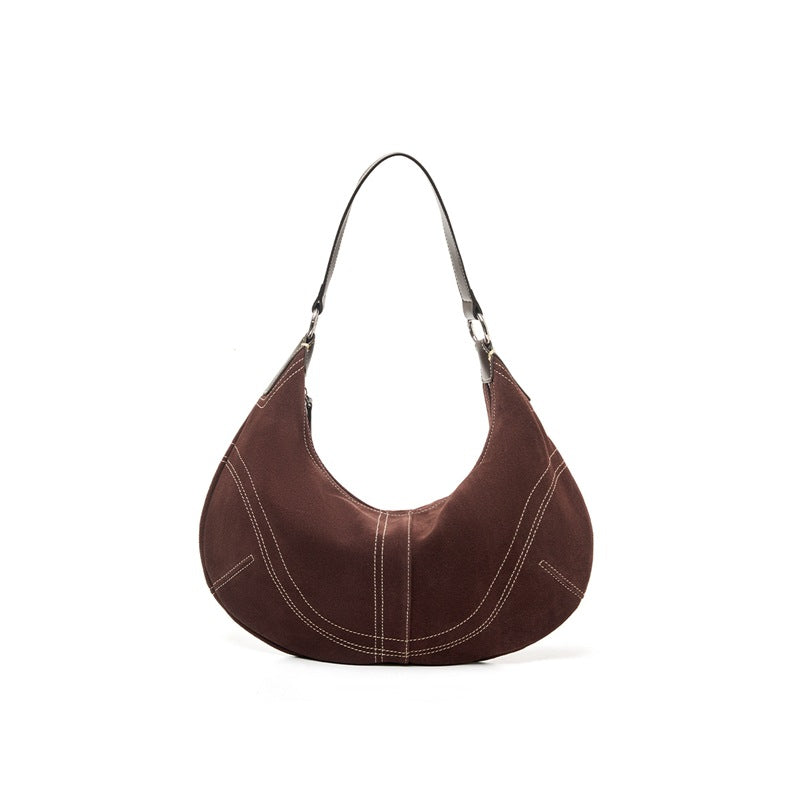 Women's Large Capacity Light Luxury Cowhide Single Armpit Bags