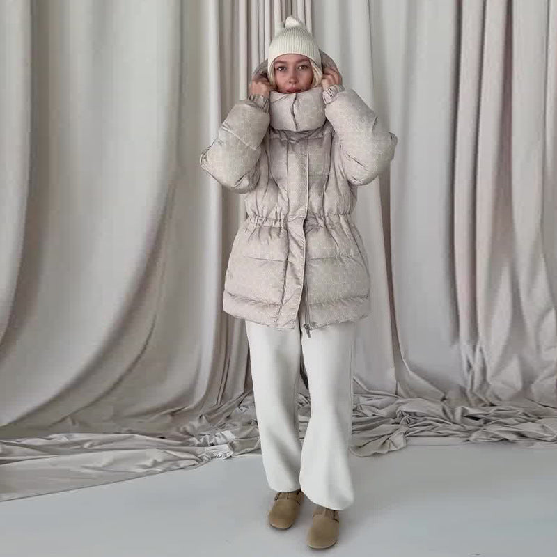 Women's Autumn Printed Warm Comfort Printing Mid-length Coats