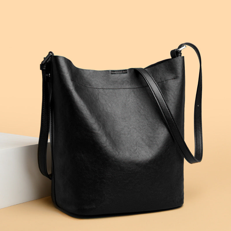 Women's Vegetable Tanned Leather Cowhide Genuine High-grade Bucket Bags