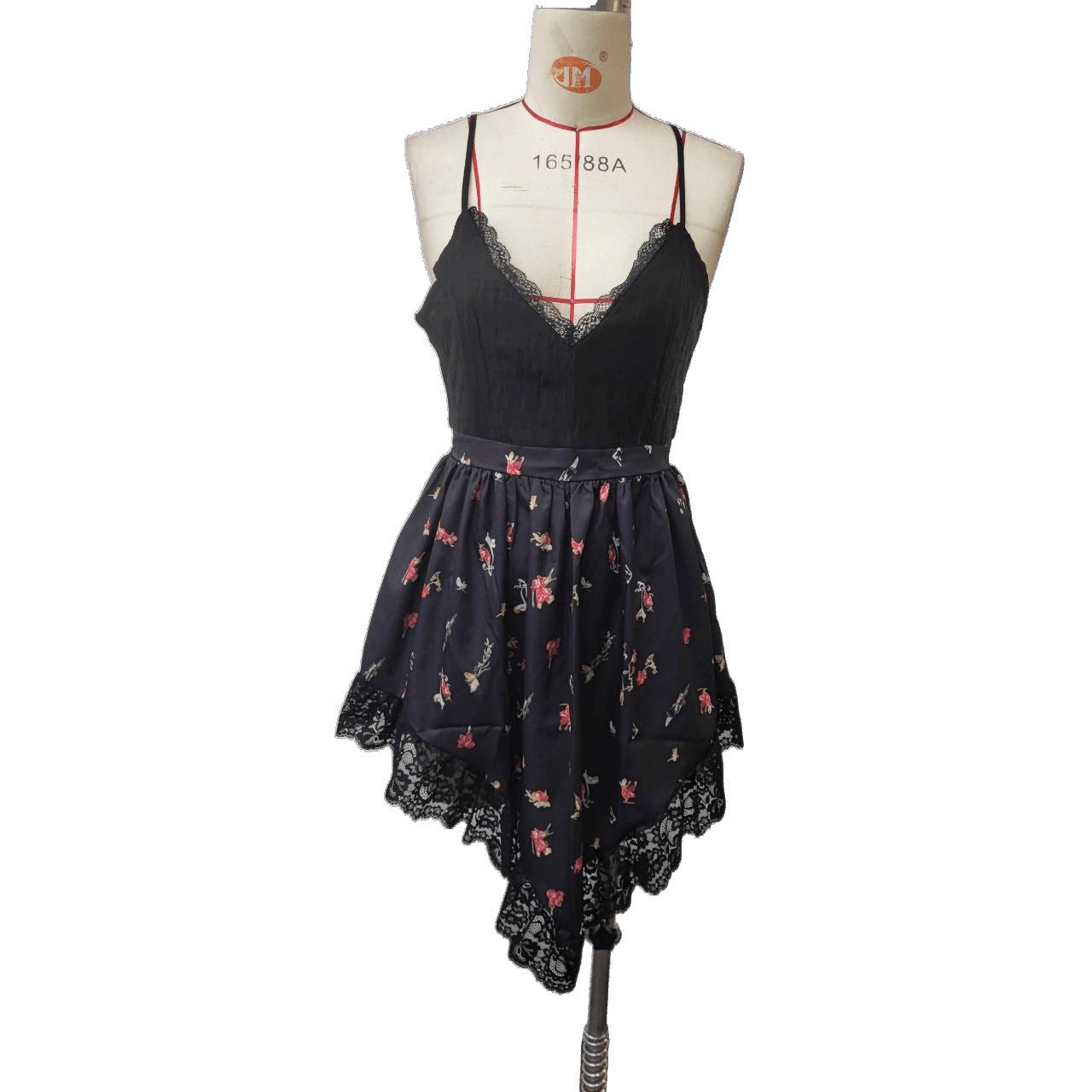 Women's Retro Spaghetti Straps Floral Print Irregular Dresses