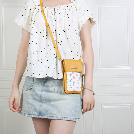 Women's Touch Screen Compact Mini Printed Charging Phone Bags