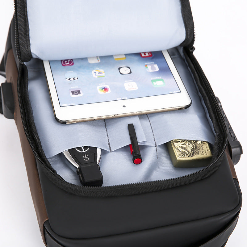 Men's Password Motorcycle Multifunctional Large Capacity Rechargeable Men's Chest Bags