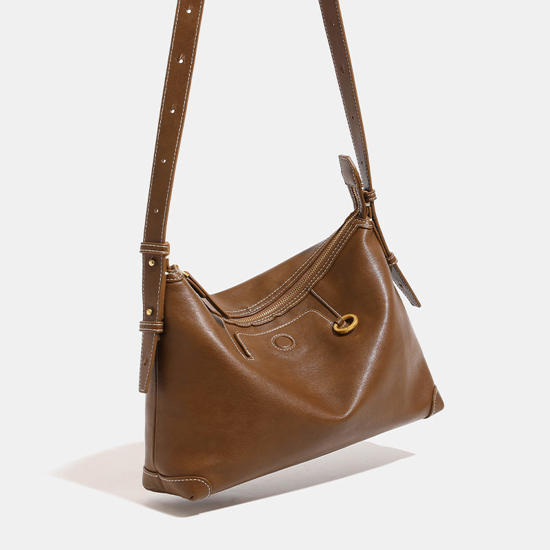 Women's Vegetable Tanning Leather Textured Suede Underarm Bags