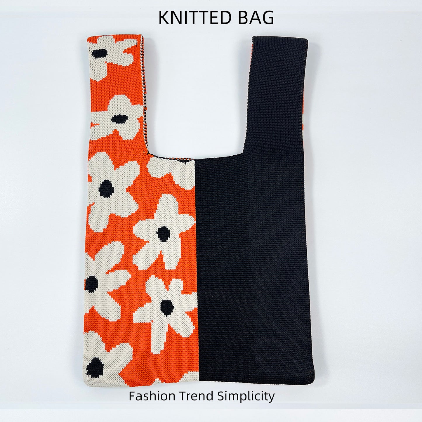 Women's Flower Knitted Large Capacity Totes Wrist Handbags