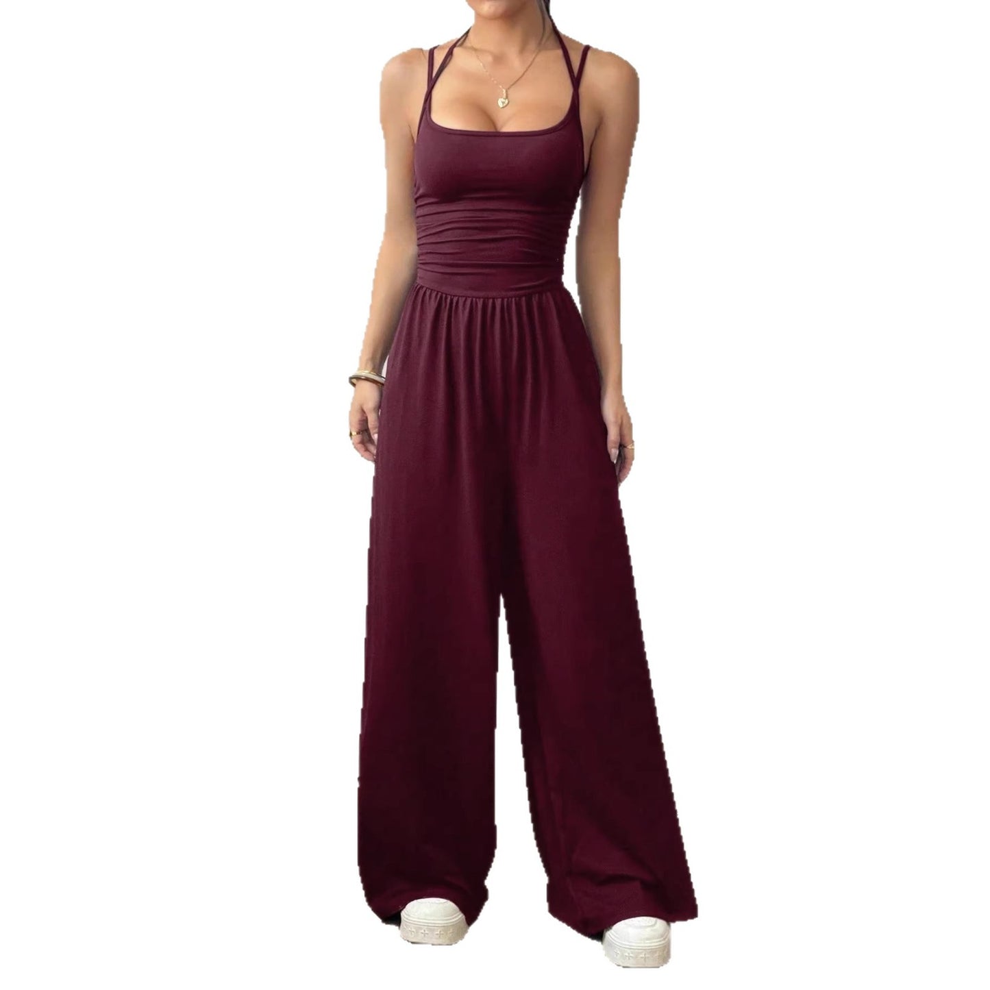 Women's Casual Summer Wide Leg Loose Wrapped Jumpsuits