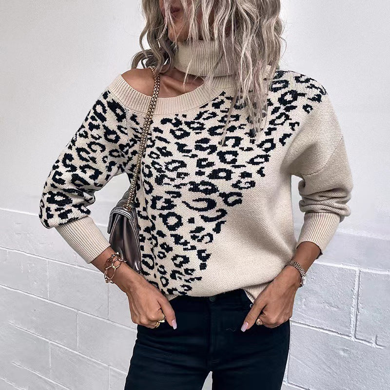 Women's Fashion Wear Leopard Print Long Sleeve Sweaters