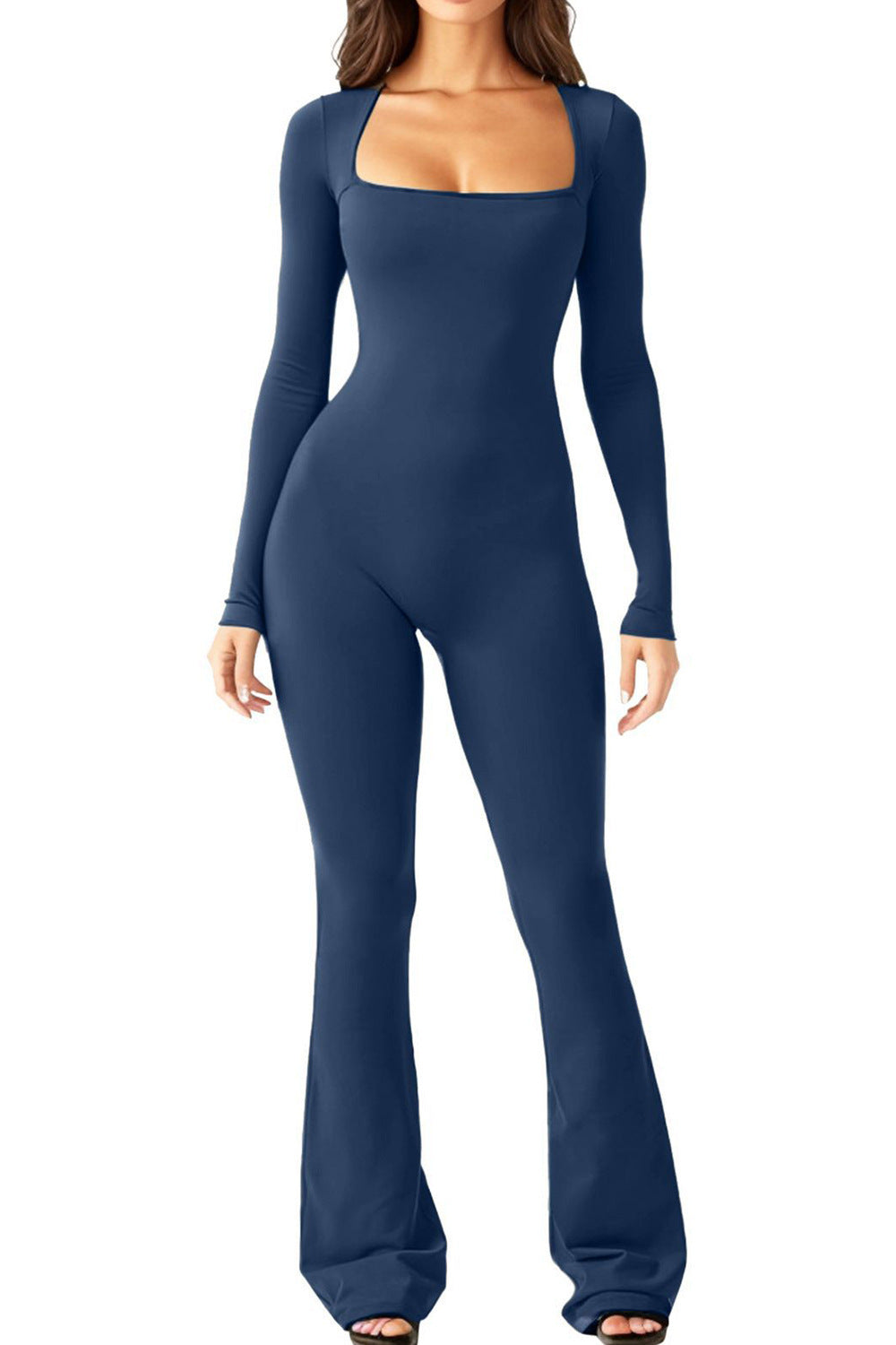 Women's Hip Lift Square Collar Wide Leg High Jumpsuits