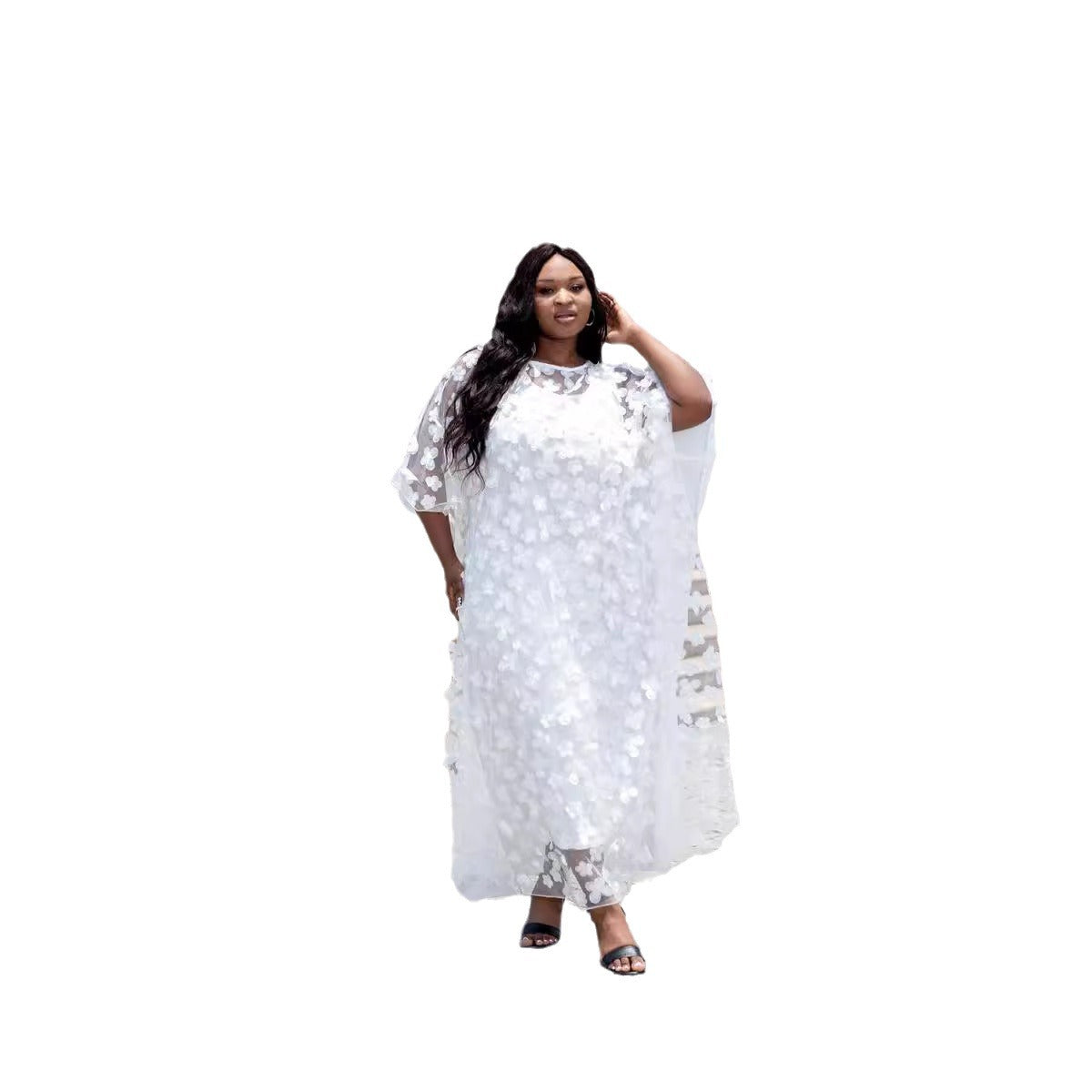 Women's African Wear Dress Three-dimensional Embroidery Flower Dresses