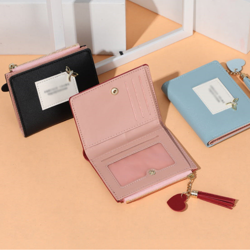 Women's Beautiful Short Leather Metal Zipper Ladies Wallets