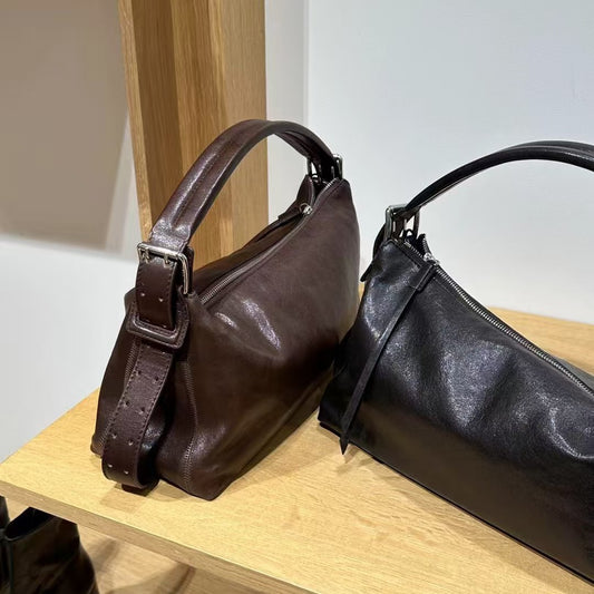 Women's Trendy Cool Soft Cowhide Large Crossbody Bags